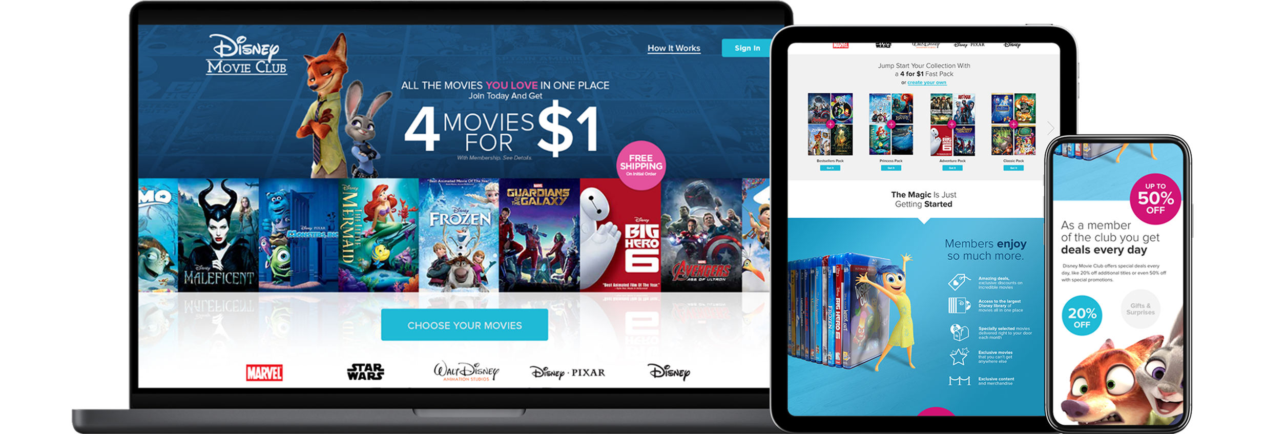 A collage of devices, including desktop, tablet, and mobile is shown with the UI in them.
